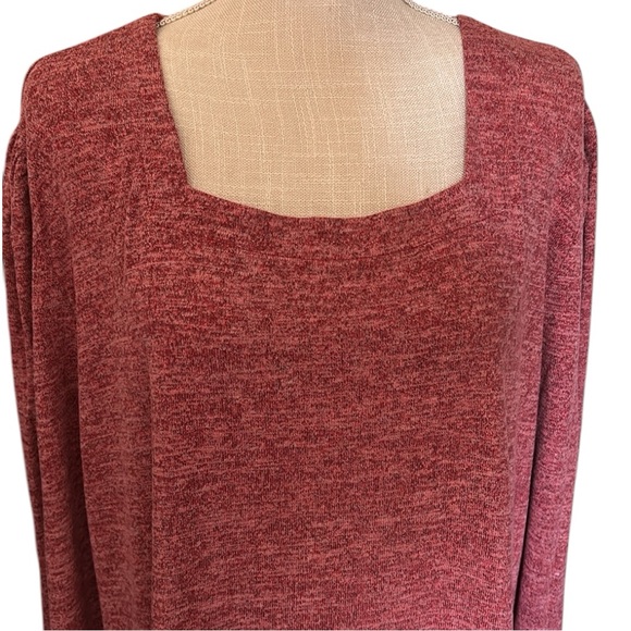 ROSRIS Casual Square Neck Sweater Long Sleeve Lightweight Knit Pullover 3XL NWT - Picture 2 of 13